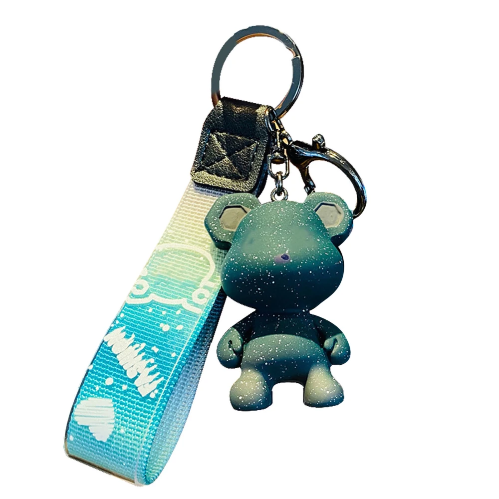 Gradient Bear Key Ring Cartoon Bear Key Chain Cute Animal Bag Pendant for Men Women Boy Girl Green