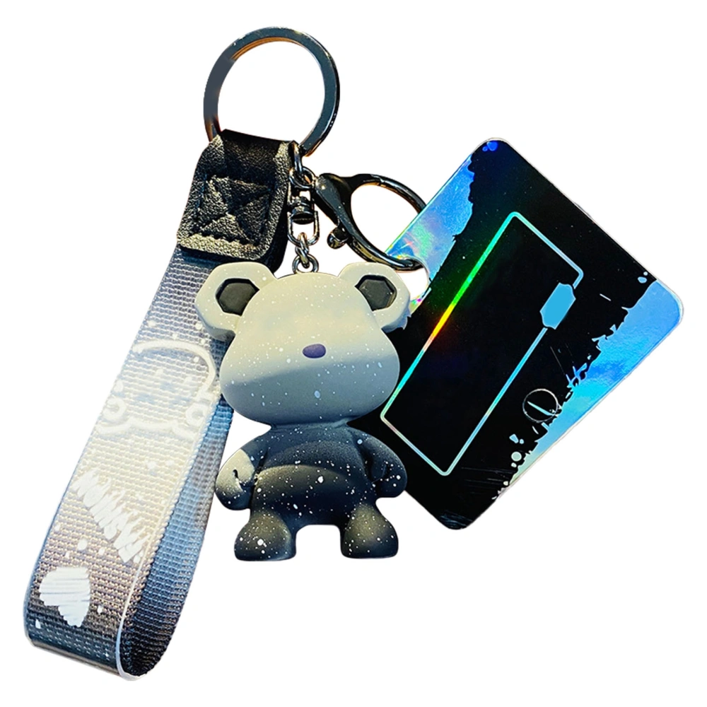 Gradient Bear Key Ring Cartoon Bear Key Chain Cute Animal Bag Pendant for Men Women Boy Girl Grey