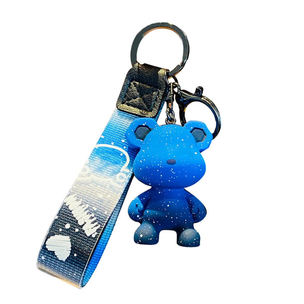 Gradient Bear Key Ring Cartoon Bear Key Chain Cute Animal Bag Pendant for Men Women Boy Girl Blue