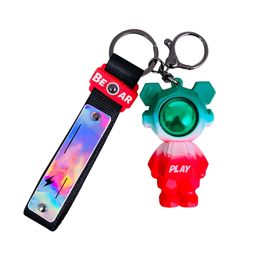 Keychain Pendant Cool Bear Shape Gradient Color Stylish Delicate PVC Animal Pendant Green Red