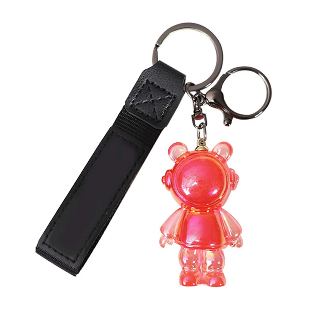 Cute Bear Acrylic Keychain Letter Printed Strap Bag Accessory Cartoon Anime Key Rings for Men Women Red