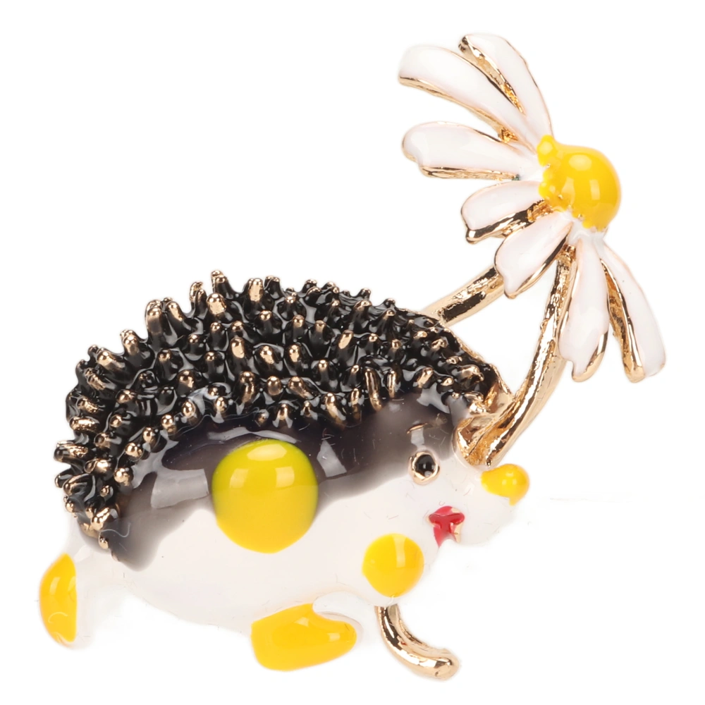 Daisy Hedgehog Brooch Alloy Cartoon Cute Strong Hardness Metal Animal Brooches Pin for Lady Black