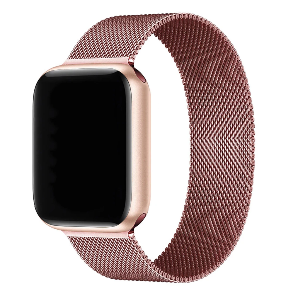 Smartwatch Strap Stainless Steel Fully Compatible Waterproof Watch Band for IWatch Rose Pink 1.5in 1.57in 1.61in