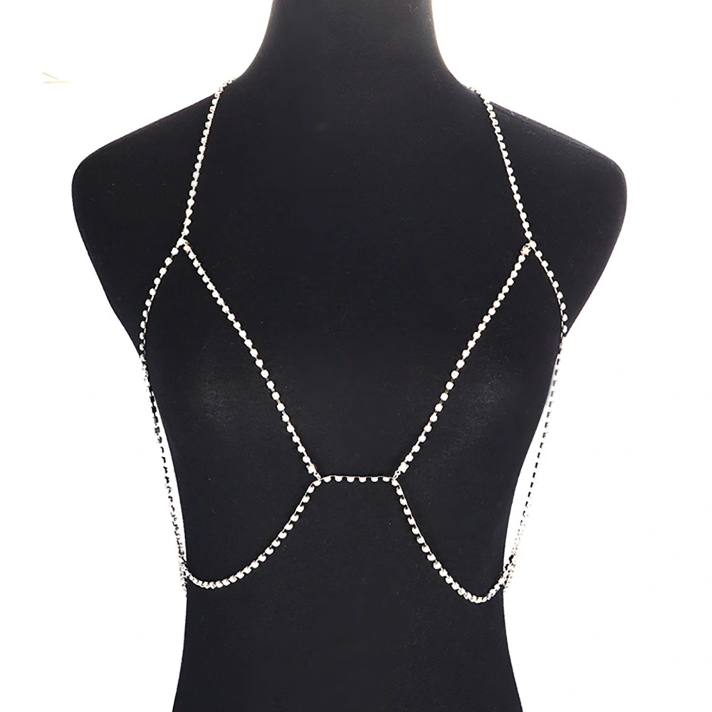 Fashion Harness Necklace Alloy Rhinestone Women Chest Chain Adjustable Body Chain for Party