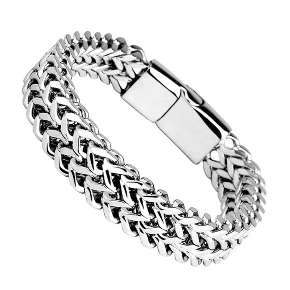 Titanium Steel Magnetic Bracelet Double Row Magnets Bracelet Silver Fashion Jewelry Gift for Men 23cm/9.06in