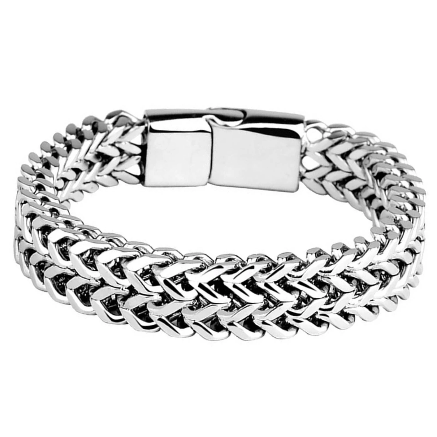 Titanium Steel Magnetic Bracelet Double Row Magnets Bracelet Silver Fashion Jewelry Gift for Men 21cm/8.27in