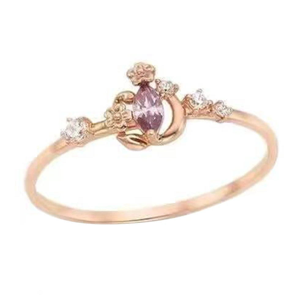 Princess Ring Adjustable Opening Copper Rose Gold Exquisite Environmentally Friendly for Women Girl