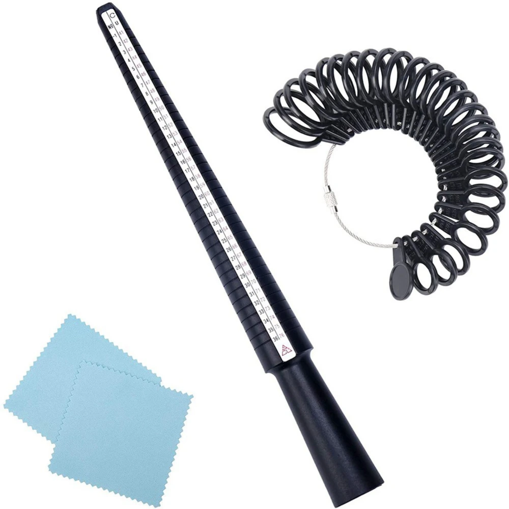 0‑13 Ring Sizer Tool Stick Finger Sizing Measuring Gauge Tool for Ring Making Black