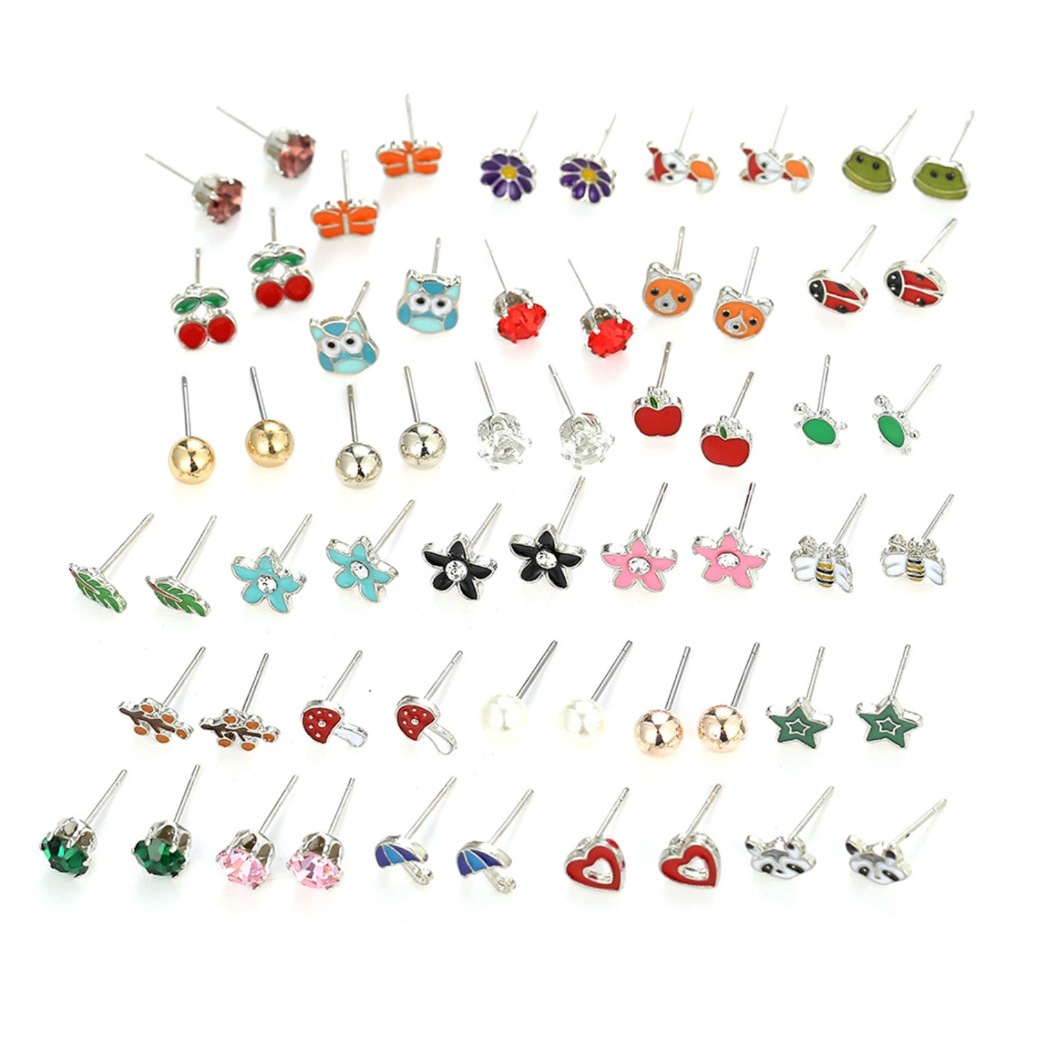 30 Pairs Ear Studs Set Exquisite Fashionable Colorful Stud Earrings for Parties Everyday Use