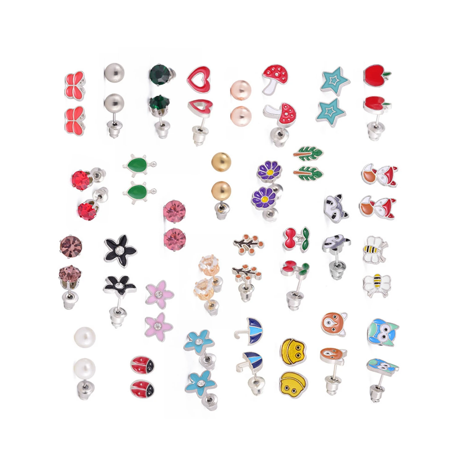 30 Pairs Ear Studs Set Exquisite Fashionable Colorful Stud Earrings for Parties Everyday Use
