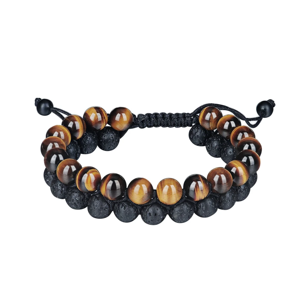 Men Double Layer Bracelet Adjustable Fashionable Elegant Stone Beaded Bracelet for Dancing Party