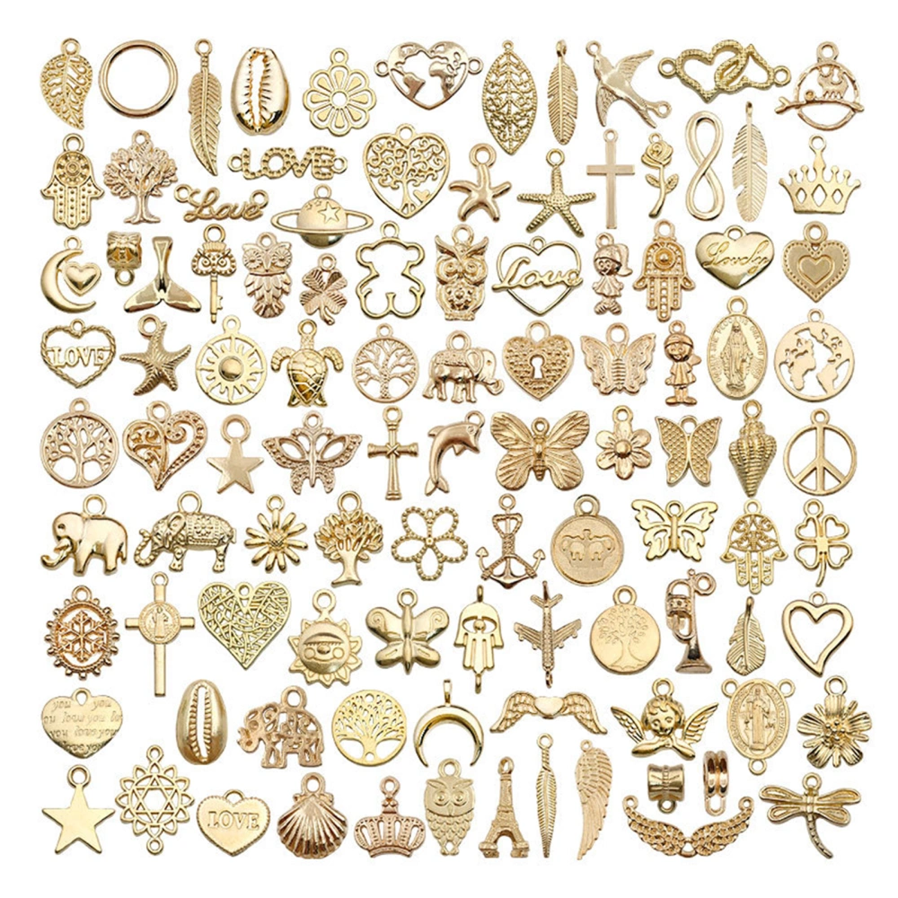 100pcs Necklace Pendant Accessories Golden Alloy DIY Gold Crafting Pendant for Jewelry Making