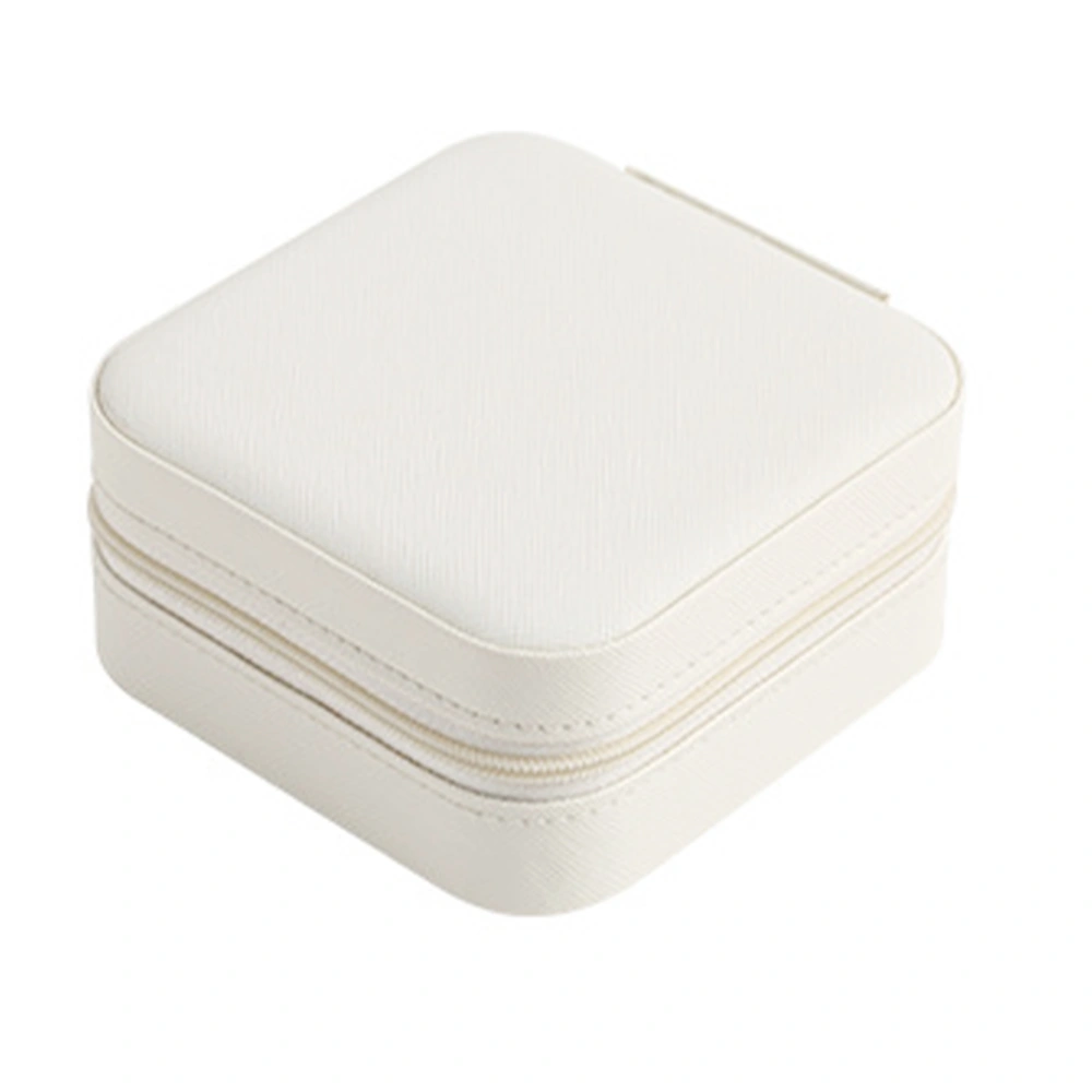 Portable Jewelry Box Pearlescent White Dustproof Waterproof Travel Jewelry Organizer for Necklaces Earrings