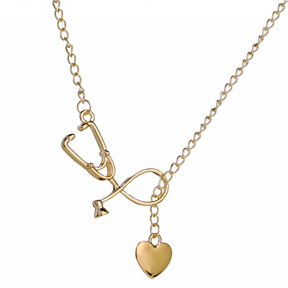 Stethoscope Heart Pendant Golden Alloy Fashionable Stylish Stethoscope Heart Pendant for Dating