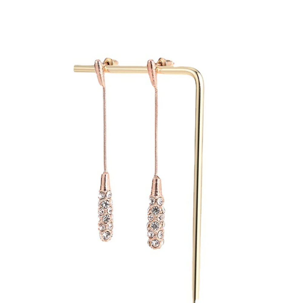 Dangle Earrings Skin Friendly Flexible Line Diamond Shiny Women Earrings Rose Gold