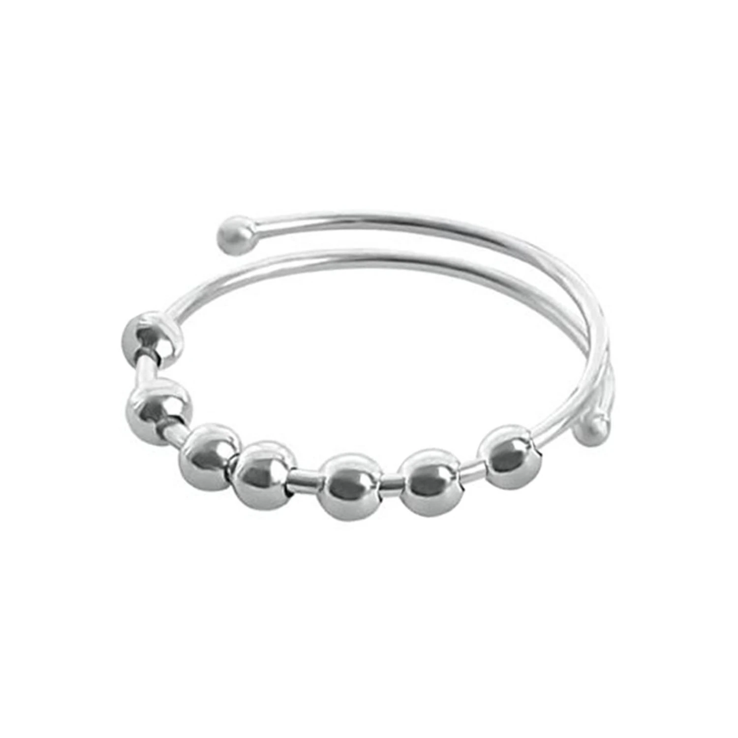 Fidget Ring Open Design Adjustable Stainless Steel Finger Ring Accessory for Men Women