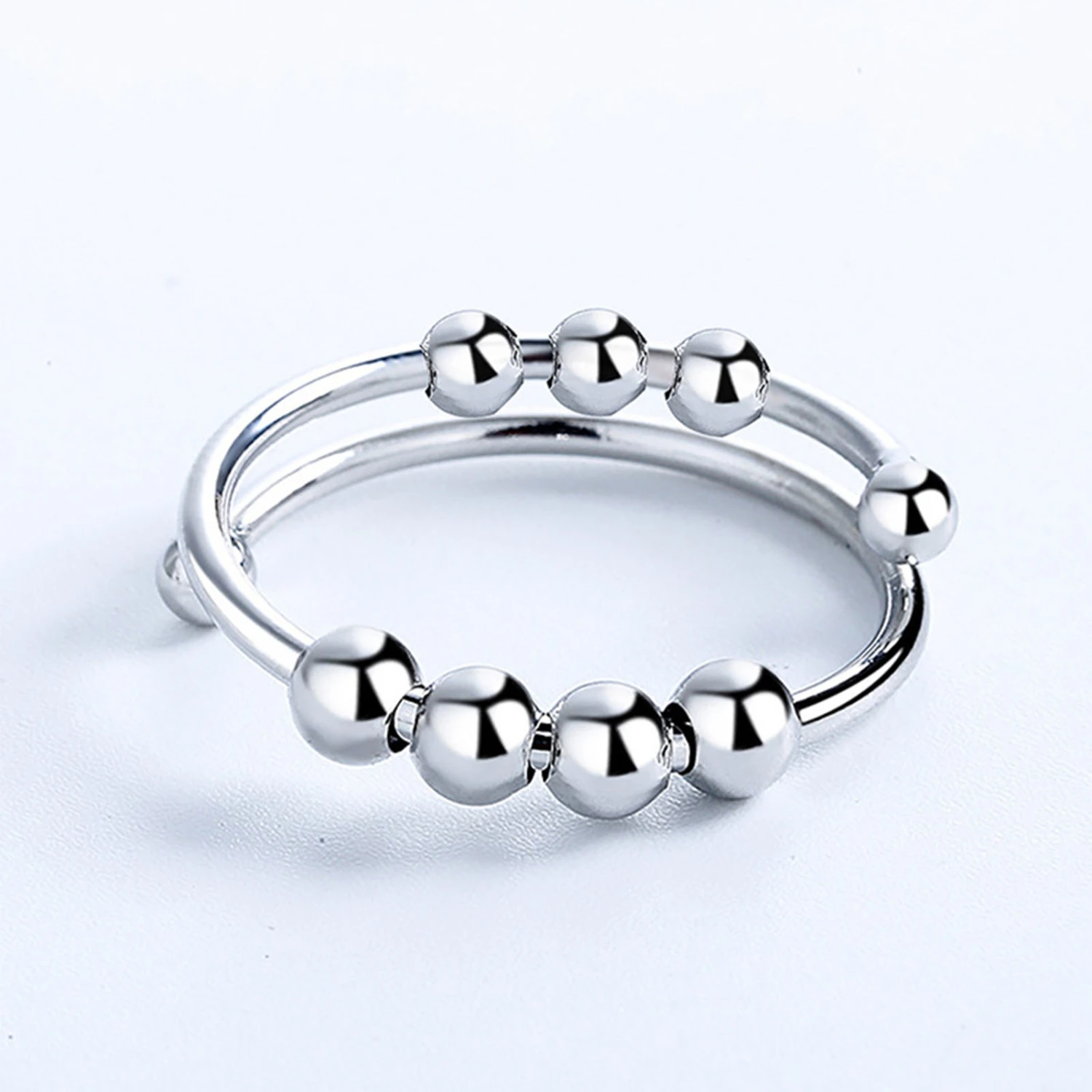 Fidget Ring Open Design Adjustable Stainless Steel Finger Ring Accessory for Men Women