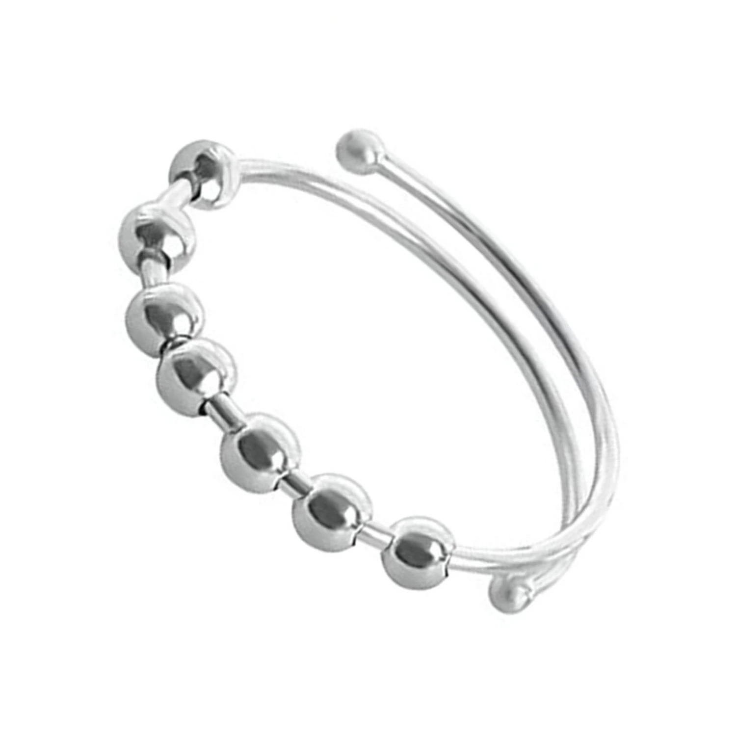 Fidget Ring Open Design Adjustable Stainless Steel Finger Ring Accessory for Men Women