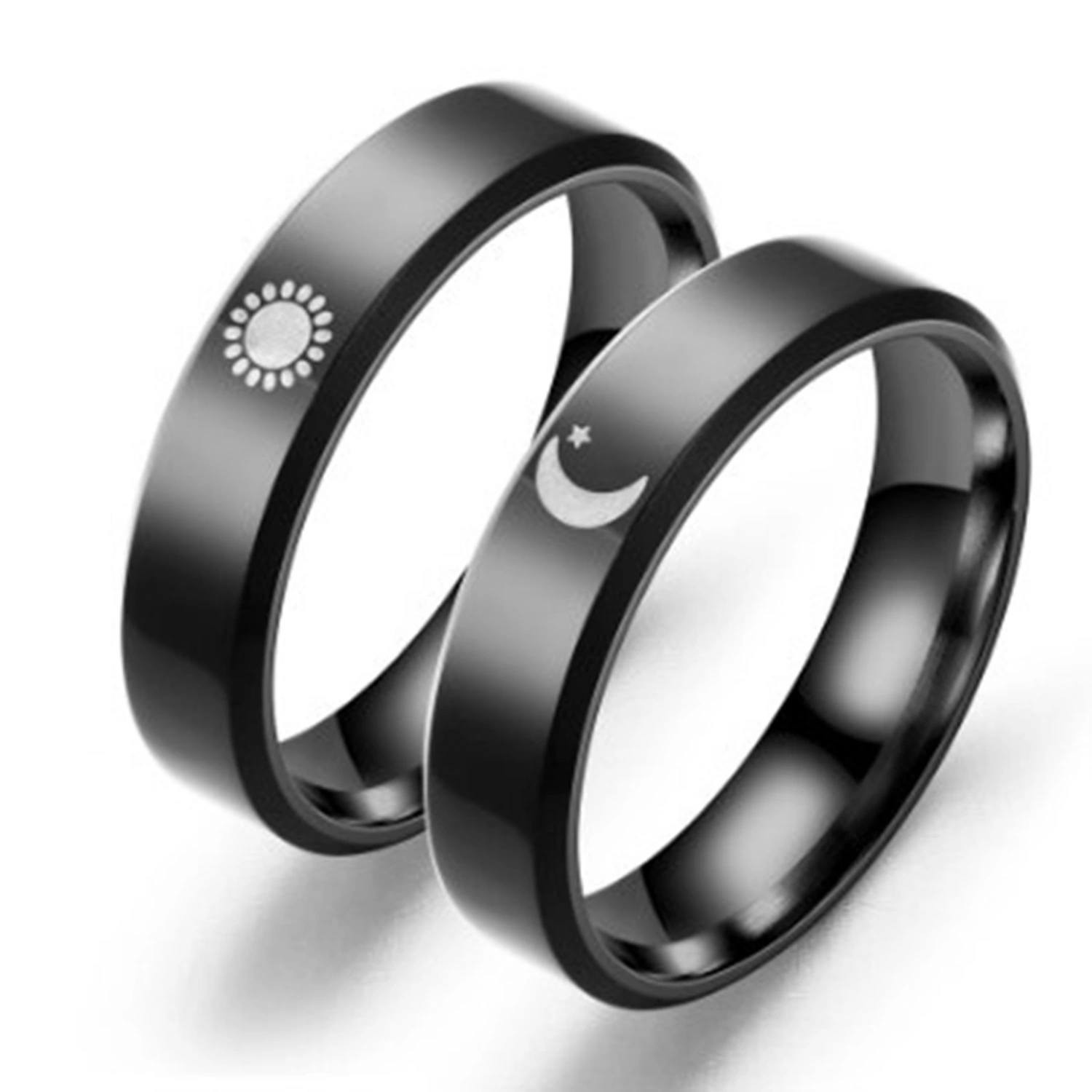 Ring Simple Sun Pattern Ti Steel Fade Resistant Finger Ring Jewelry Gift for Friends Black