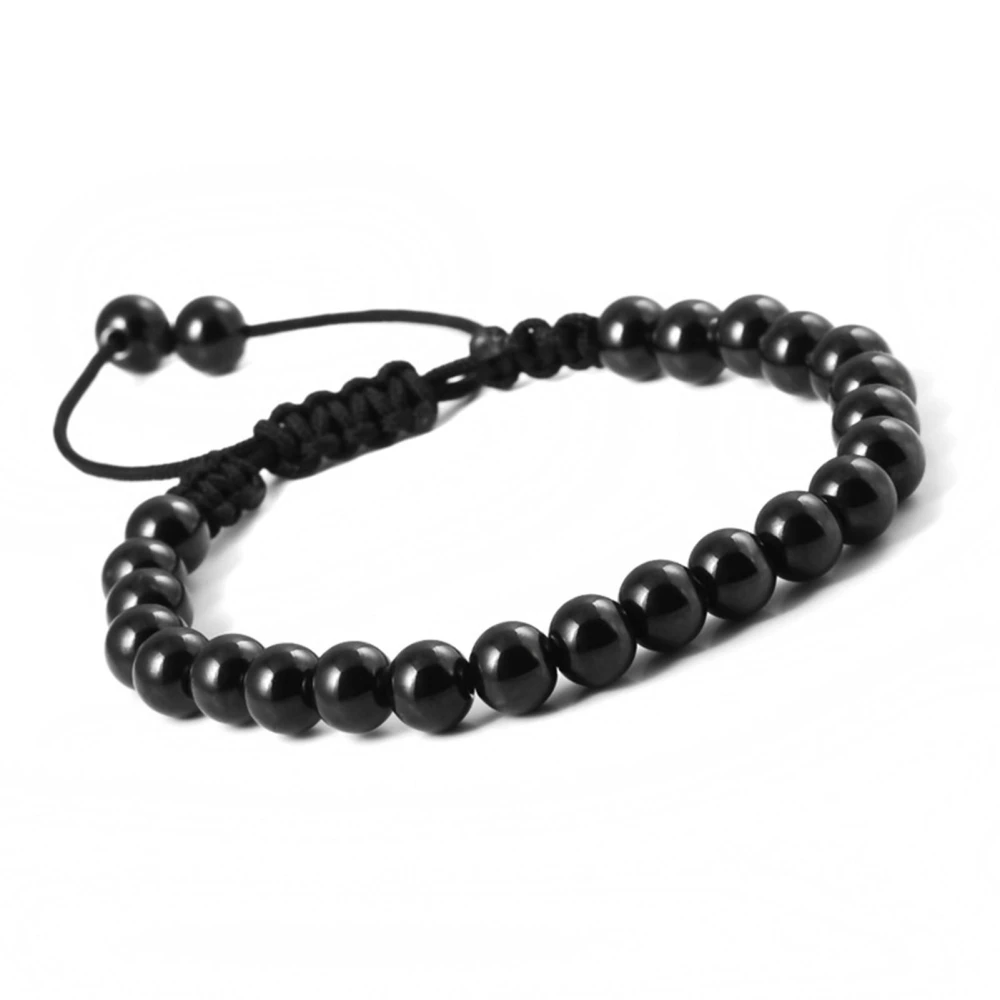 Stainless Steel Black Bead Bracelet Stylish Classic Adjustable Beads Braided Bracelet for Women Men