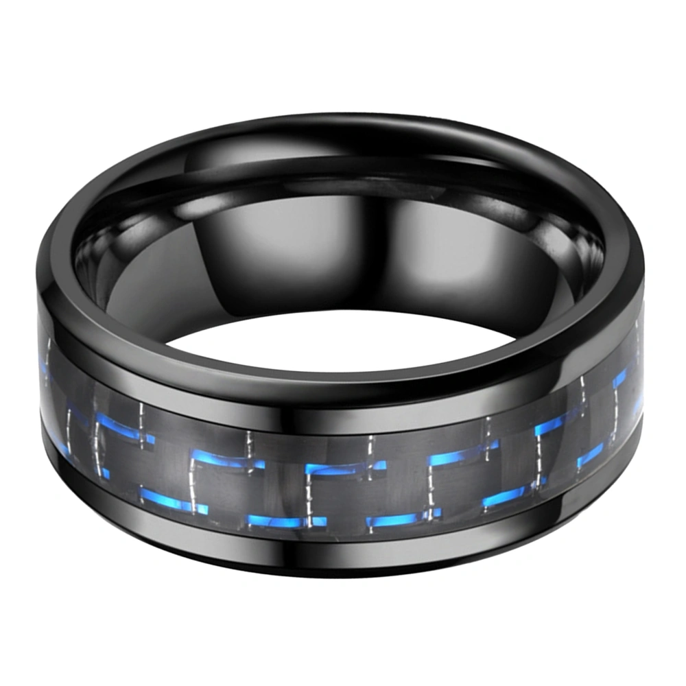 Stainless Steel Ring Fine Polishing Smoothing Surfaces Unique Fashionable Men Ring for Parties Black and Blue Striped 20mm