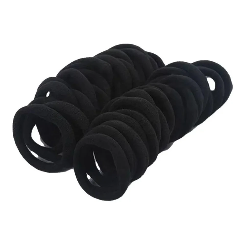 50 Pcs Hair Ties Reusable Washable Classic Style Velvet Material Lightweight Portable Hair Ponytail Holders Canned Black