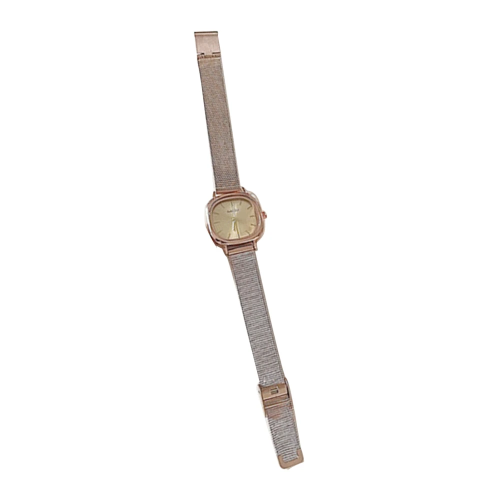 Women Casual Quartz Watch with Button Battery Glass Lens Alloy Wristwatch for Daily Use Gradual Gold Steel Belt