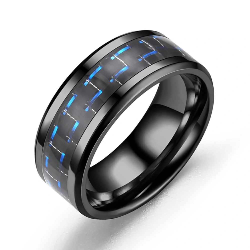 Black Unisex Finger Ring Blue Line Practical Robust Safe Titanium Steel Ring for Home Working Dating