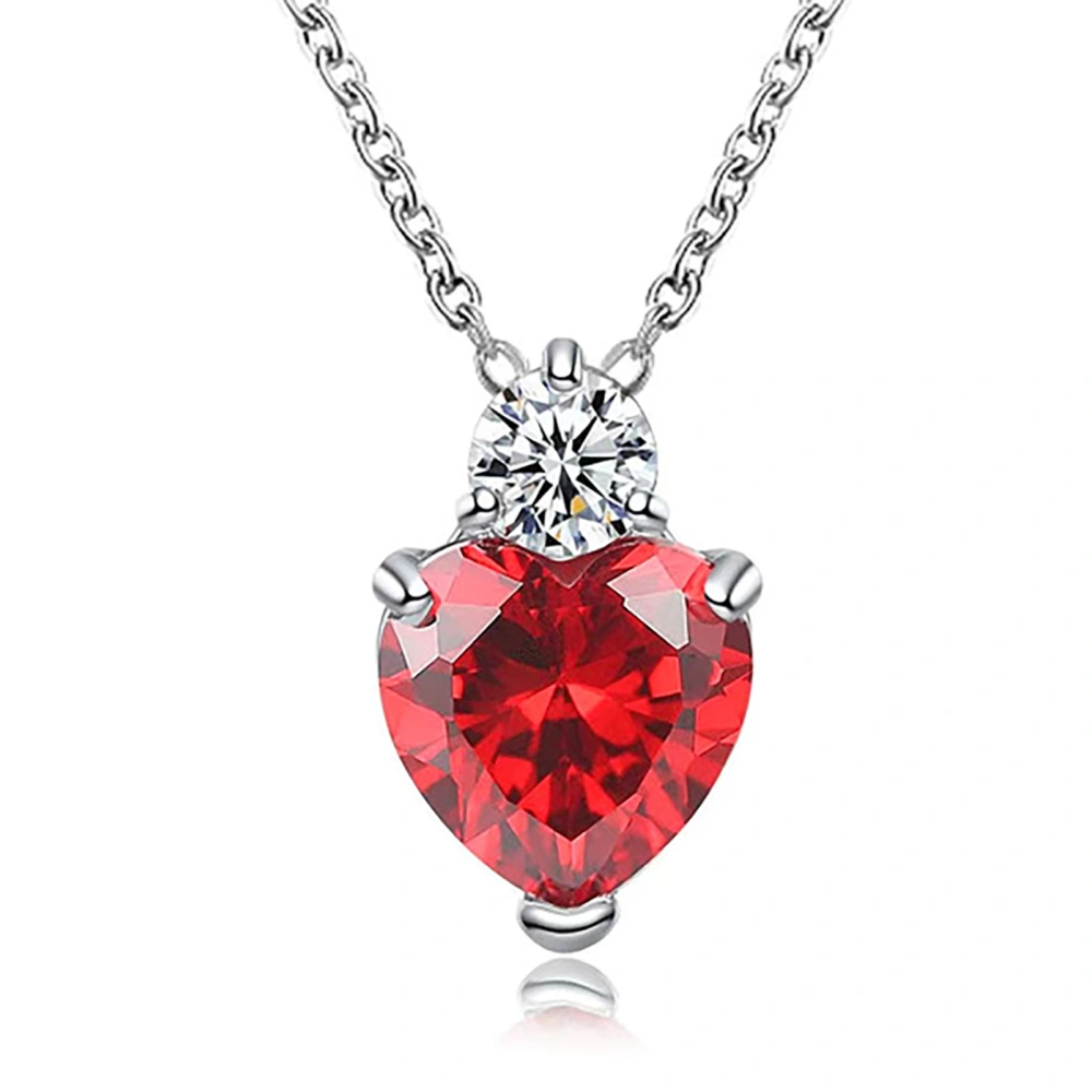 Clavicle Chain Red Love Stainless Steel Zircon Necklace Clavicle Chain Pendant for Dating