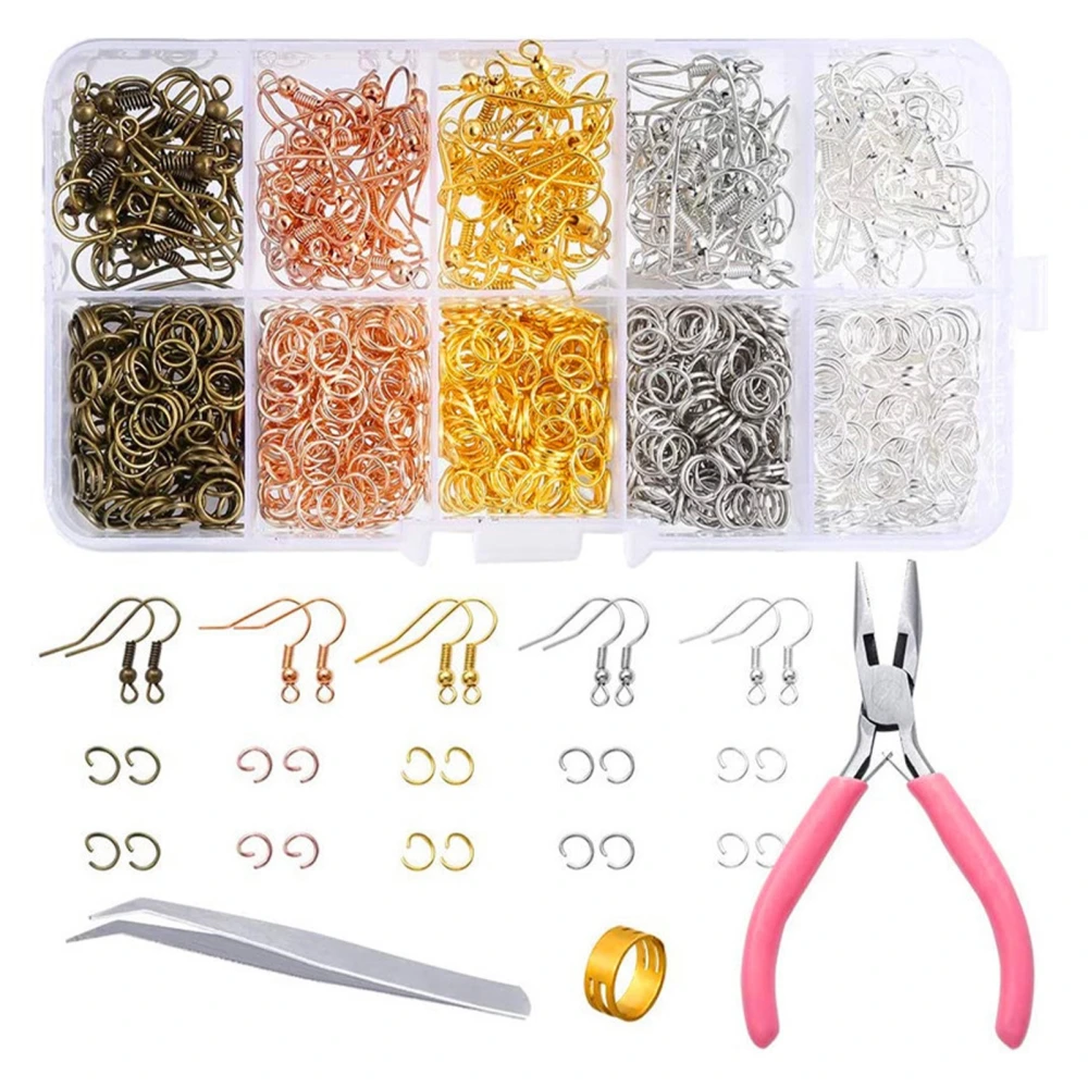 1128pcs Jewelry Making Ring Multi Color Alloy Multifunctional Portable DIY Earring Making Kits