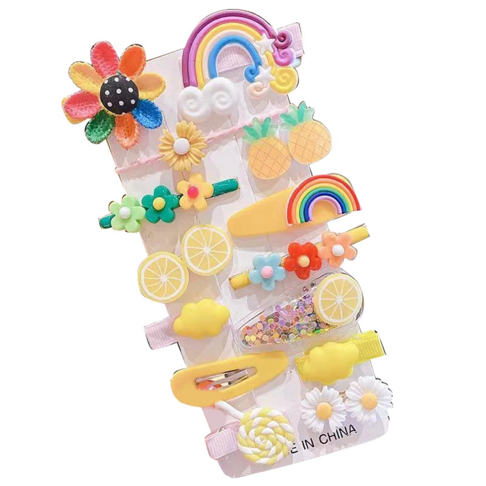 14pcs Children Hair Clip Kid Girl Cartoon Cute Exquisite Hair Pin Barrettes for Daily Life Travel Yellow