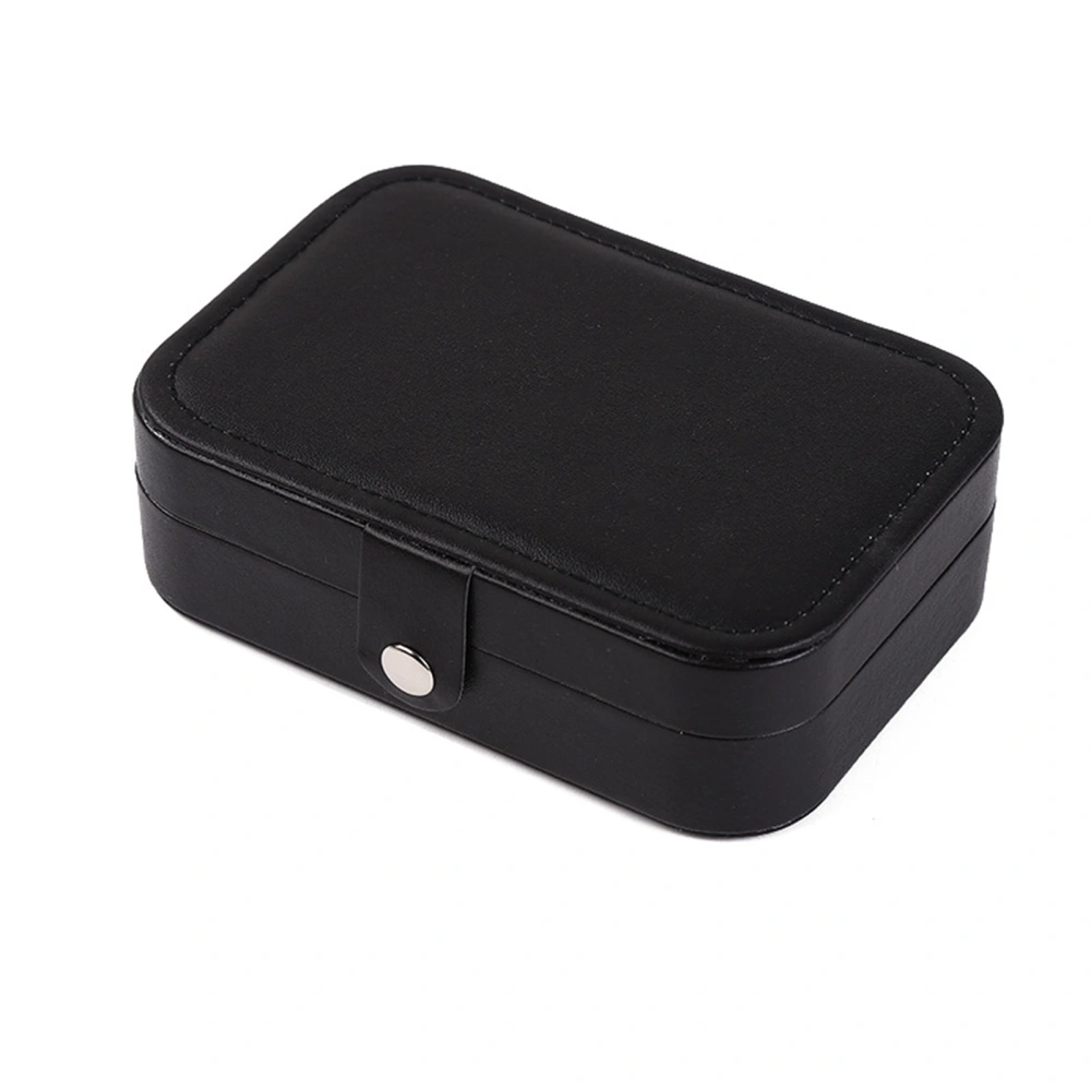 Earring Jewelry Box Waterproof PU Leather Large Capacity Simple Compact Earrings Jewelry Desktop Organizer Black