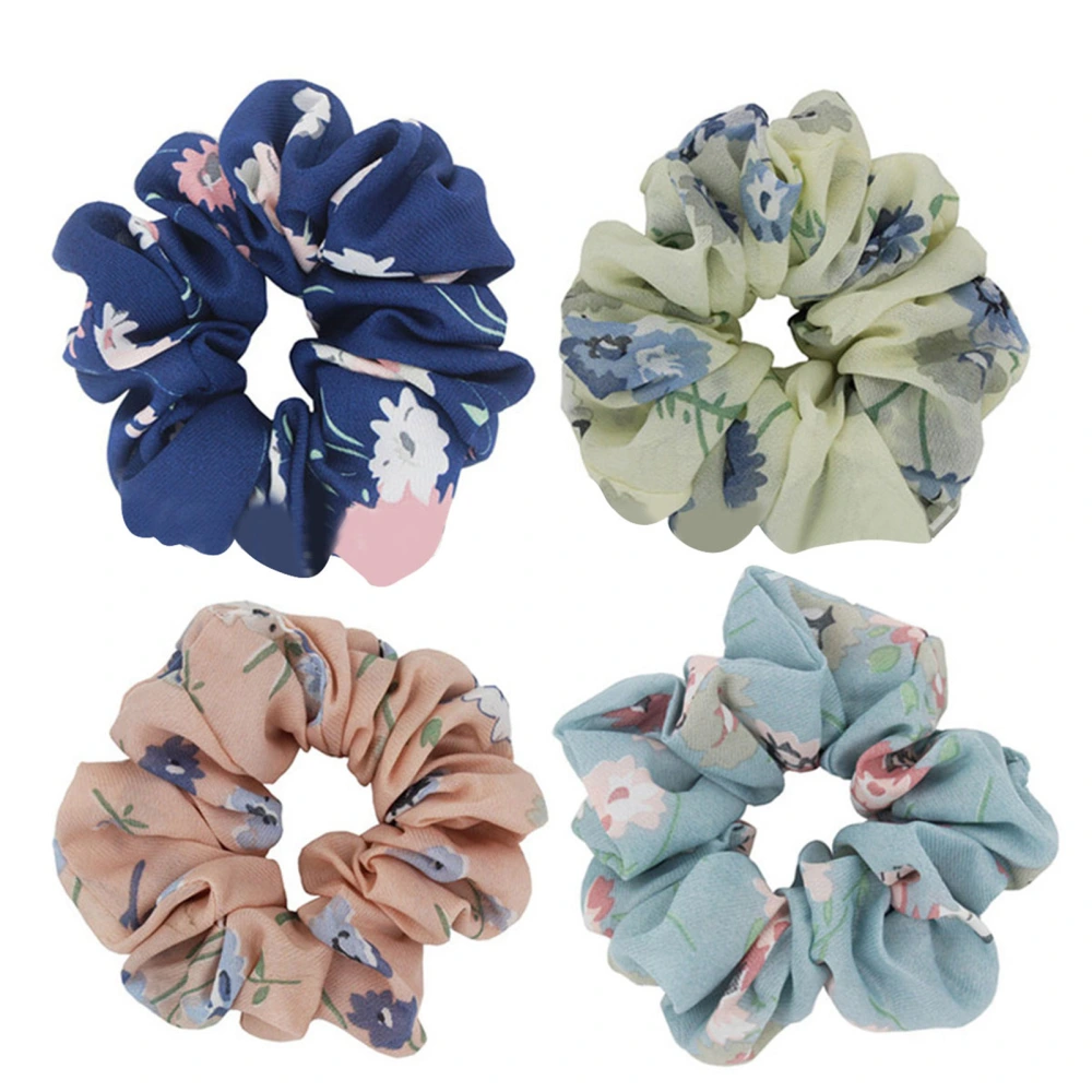 4Pcs Flower Hair Scrunchies Daisy Reusable Elastic Hair Bands Scrunchy for Campus Home Party Travel