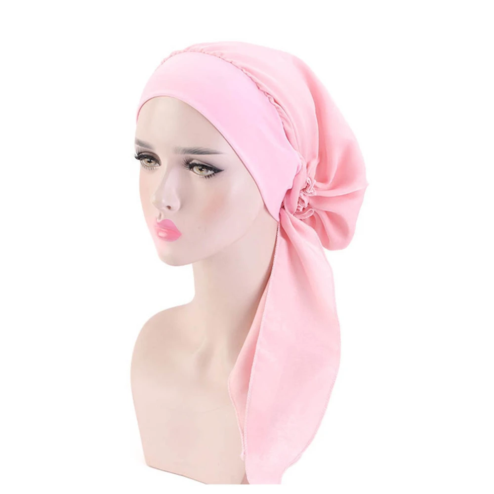 Women Satin Head Scarves Fashionable Lightweight Elastic Women Faux Silk Head Scarf for Women Girls Pink