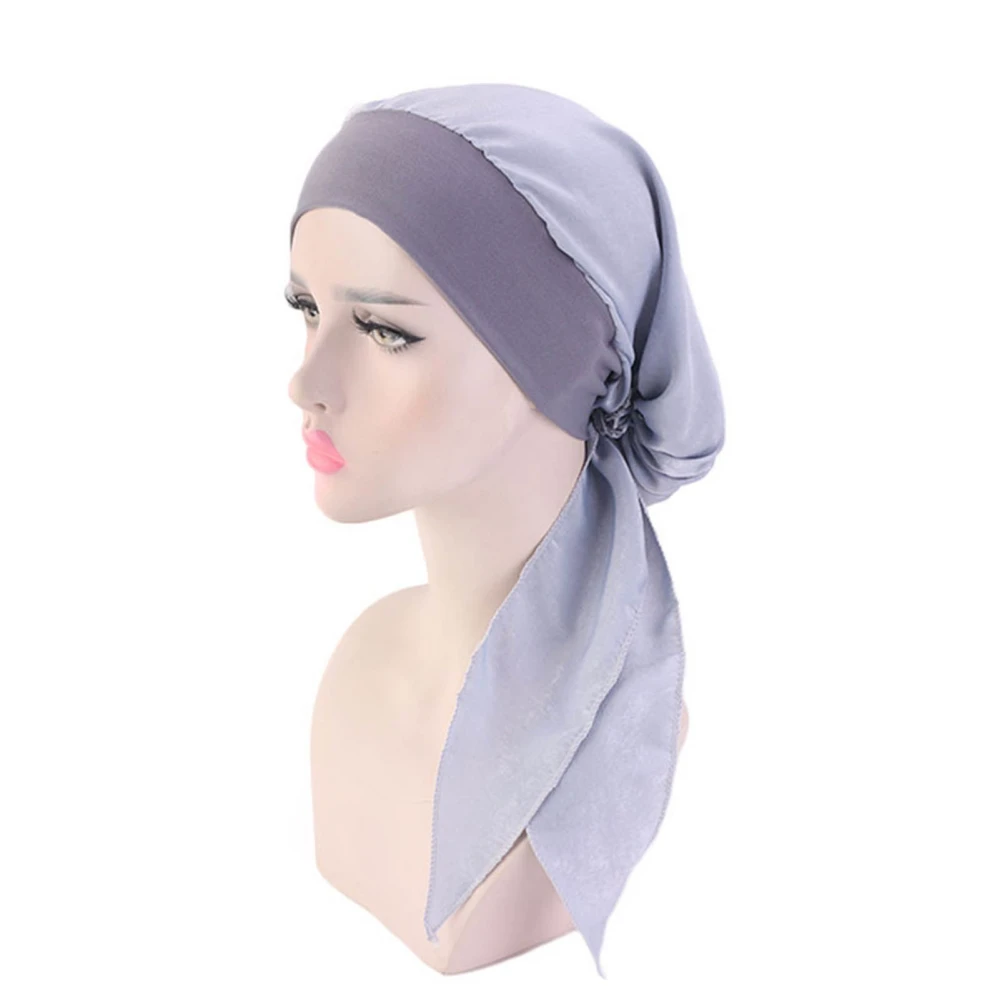 Women Satin Head Scarves Fashionable Lightweight Elastic Women Faux Silk Head Scarf for Women Girls Grey