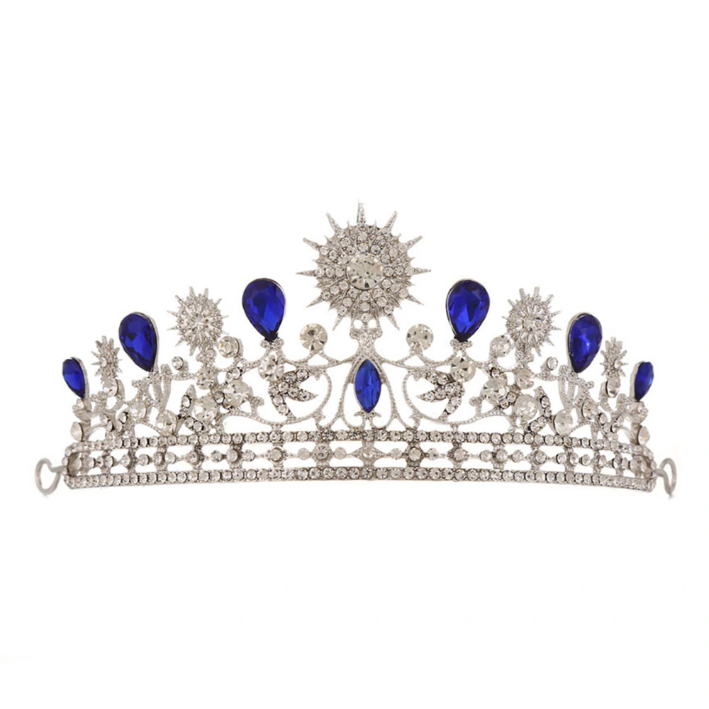 Bridal Crown Sunflower Queen Rhinestone Princess Crown for Women Bridal Wedding Prom Birthday Hair Accessories Treasure Blue White Rhinestone