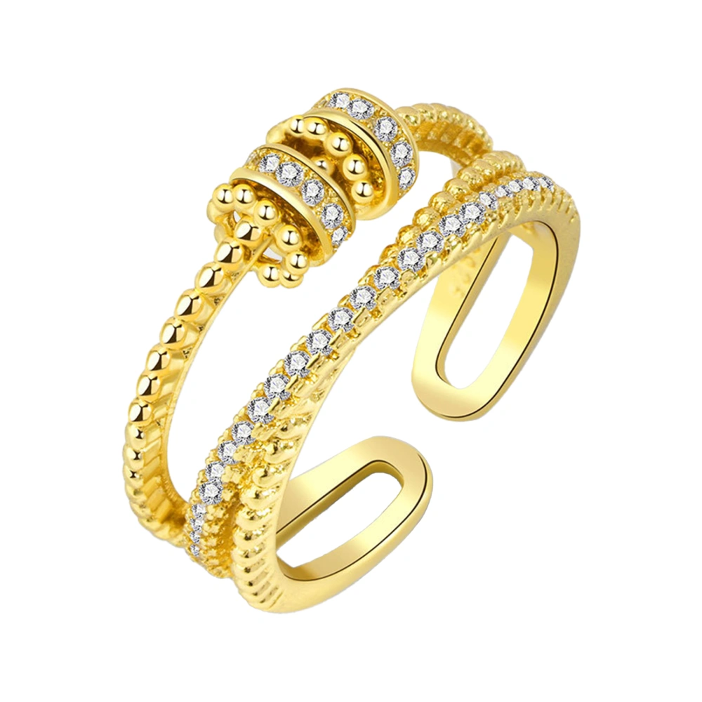 Fashion Double Layer Alloy Decoration Open Ring Jewelry Gift