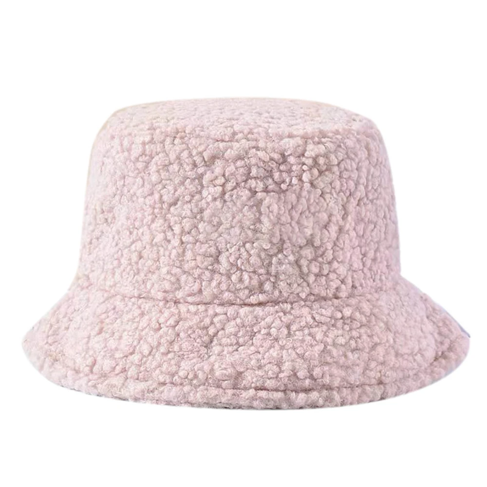 Bucket Hat Thicked Warm Embroidery Patterns Fashion Hat for Winer Autumn Women Girls Pink