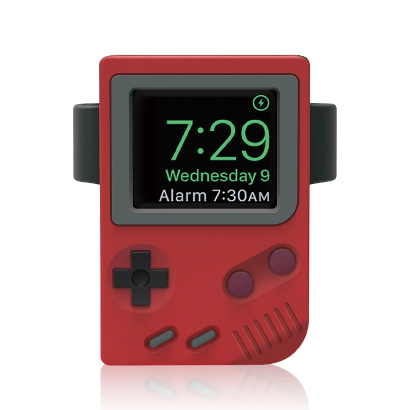 Watch Charger Dock Silicone USB Retro Style Watch Charging Holder Station for iWatch 3/4/5/6 Red