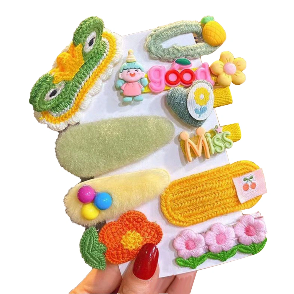 Plush Hairpin Set Autumn Winter Fashion Retro Cute Cartoon Pattern Hair Clip Set Hair Accessories Gift Green Frog