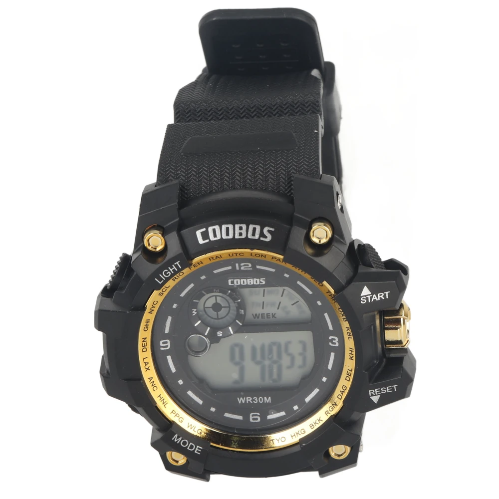 Kids Sports Electronic Watch Multi Functional Waterproof Watches Luminous Digital LED Watch Gold