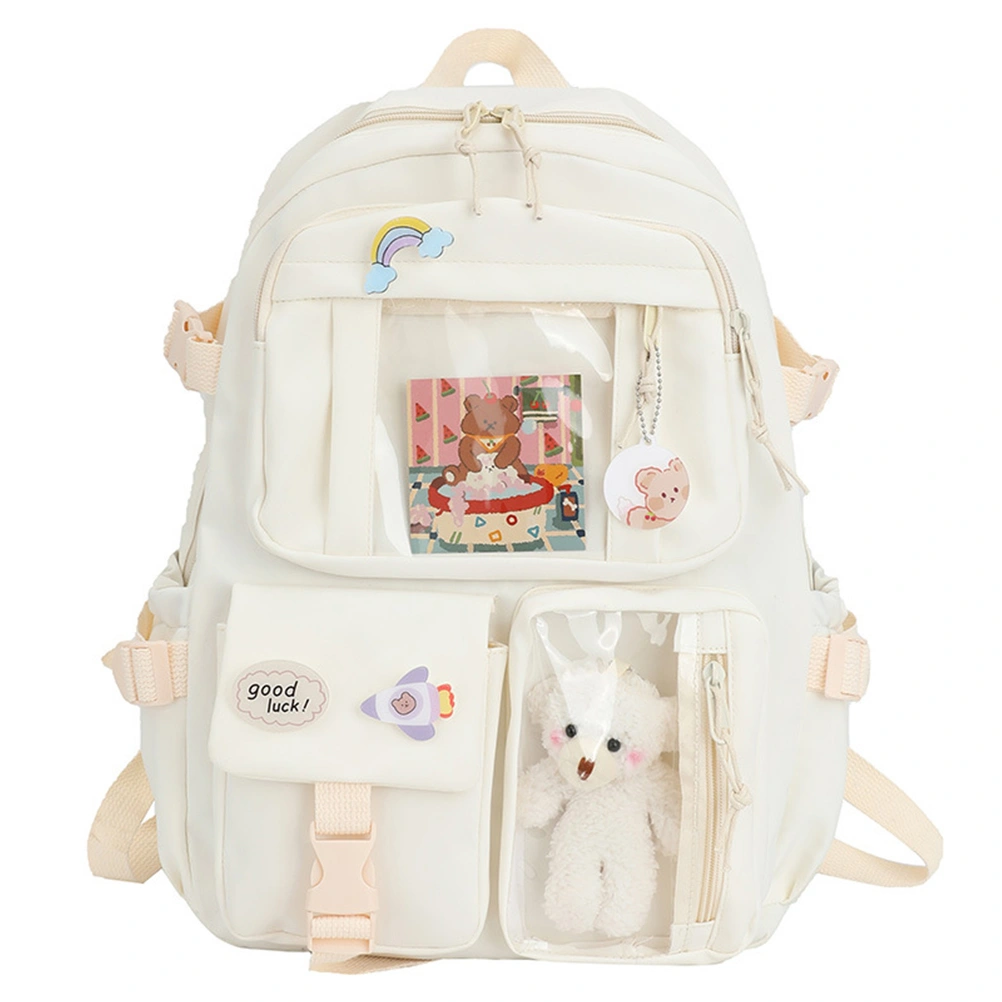 Kawaii Backpack Large Capacity Cute Bear Accessories Backpack for School Multi Pocket Japanese School Bag for Teen Girls