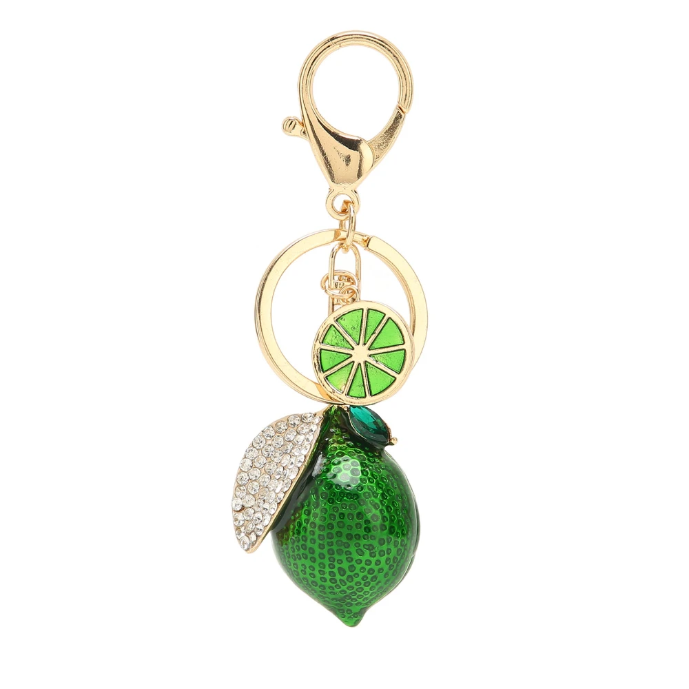 Little Lemon Keyring Strong Metal Little Lemon with Rhinestone Exquisite Colors Lemon Keychain for Keys Bag Wallet Green