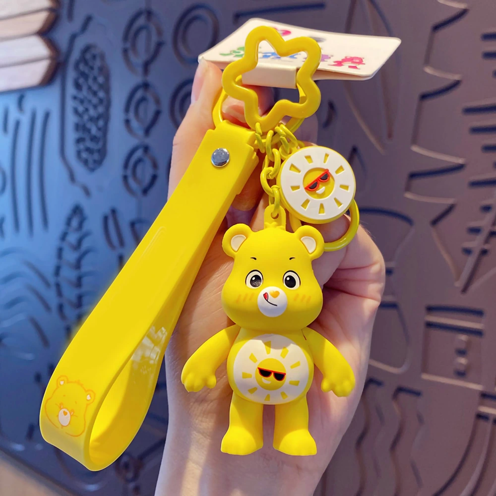 Cartoon Bear Pendant Key Chain Portable PVC Cute Bright Color Key Ring Bag Charm Decoration Birthday Gift Yellow