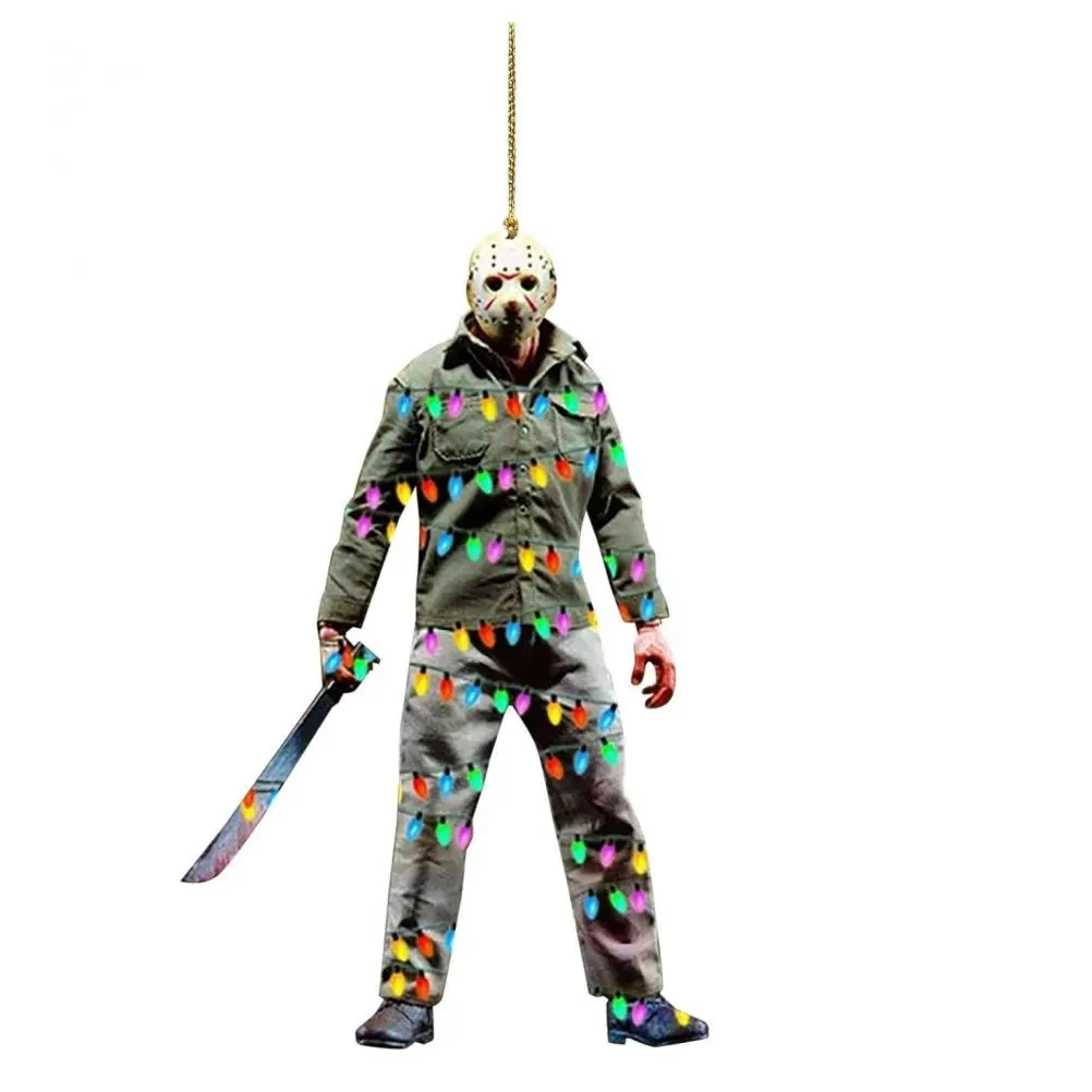 Horror Movie Character Car Rearview Mirror Hanging Pendant Halloween Decoration Flat Car Rearview Mirror Hanging Pendant Festival Party Supplies