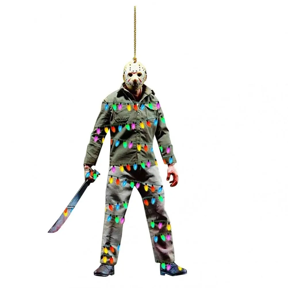 Horror Movie Character Car Rearview Mirror Hanging Pendant Halloween Decoration Flat Car Rearview Mirror Hanging Pendant Festival Party Supplies