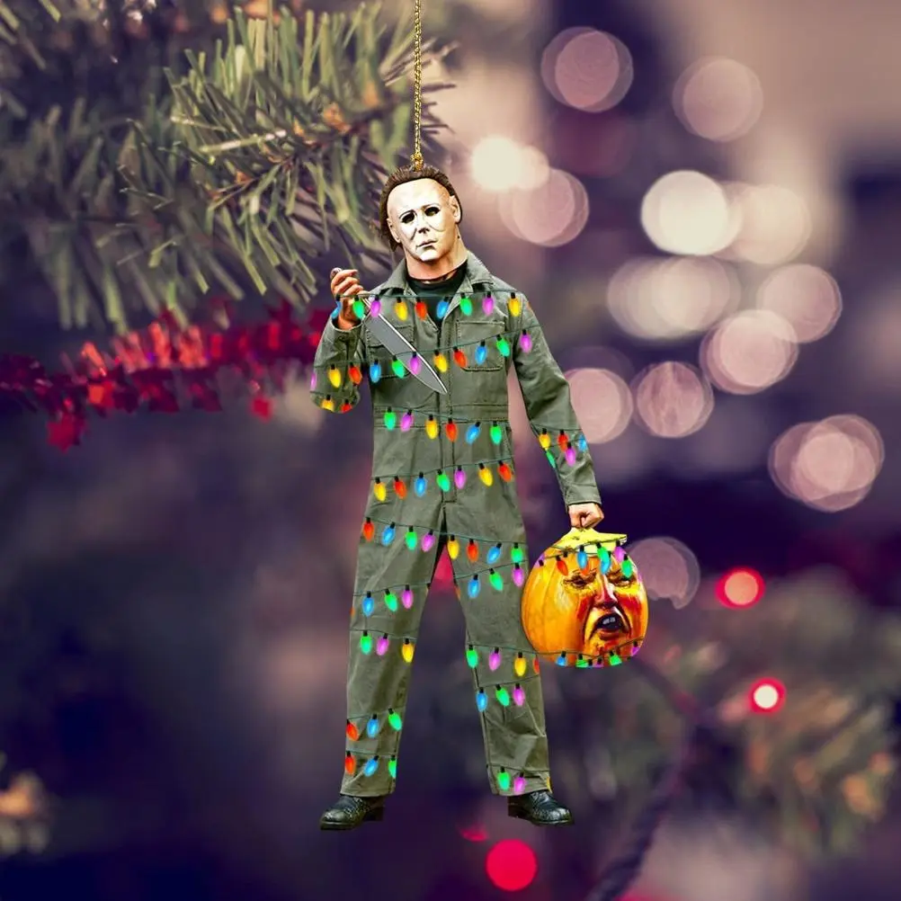Horror Movie Character Car Rearview Mirror Hanging Pendant Halloween Decoration Flat Car Rearview Mirror Hanging Pendant Festival Party Supplies