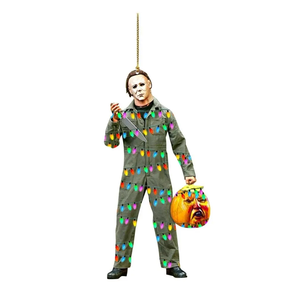 Horror Movie Character Car Rearview Mirror Hanging Pendant Halloween Decoration Flat Car Rearview Mirror Hanging Pendant Festival Party Supplies