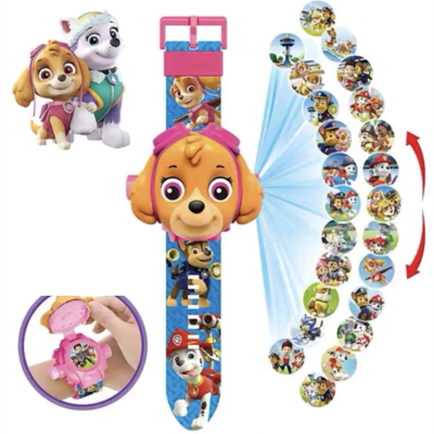 Children Projector Watch Cute Cartoon Dog Pattern Toy Christmas Birthday Gift for 3‑8 Years Old Boys Girls Orange