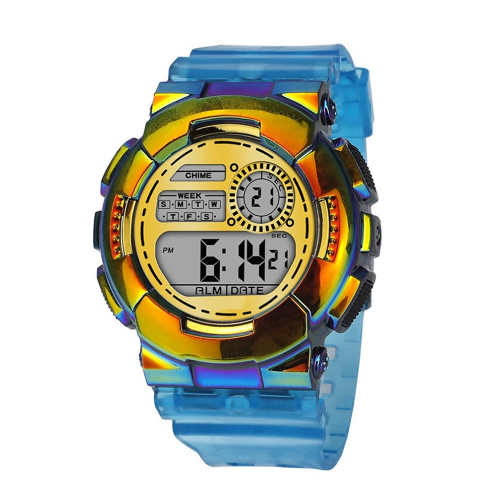 LED Sports Wrist Watch Digital Waterproof Multifunctional Lightweight Transparent Watch for Boys Girls Gold